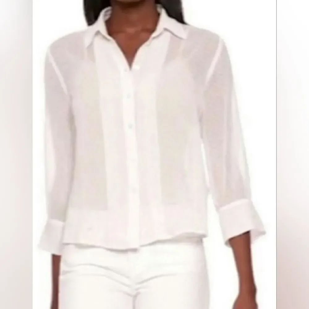 🔥NWT Banana Republic Cream Swiss Dotted Long Sleeve Top Small